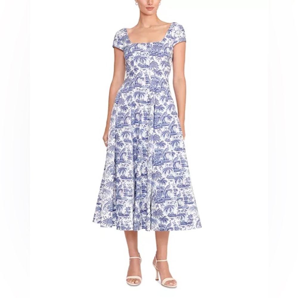 Staud short sleeves Wells Dress Blue Etoile